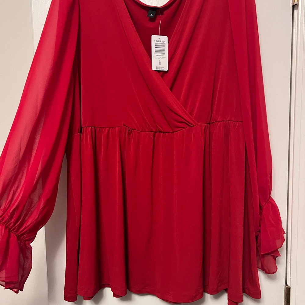 Torrid Vibrant Red Wrap Blouse